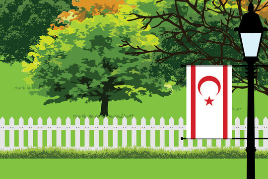 Turkish Republic of Northern Cyprus Home Town Trees Landscape Vector Illustration