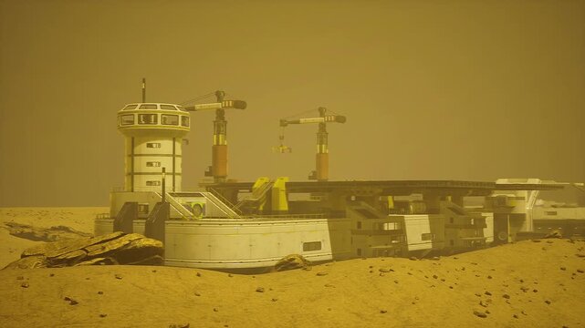 Mars medical module adjacent to habitat cluster, modular clinic and quarantine units linked by sealed corridors and airlocks, clinical lighting and supply