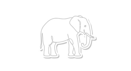 Fototapeta premium Minimalist Elephant Outline Sticker, Single Line Art, Vector Illustration on White Background