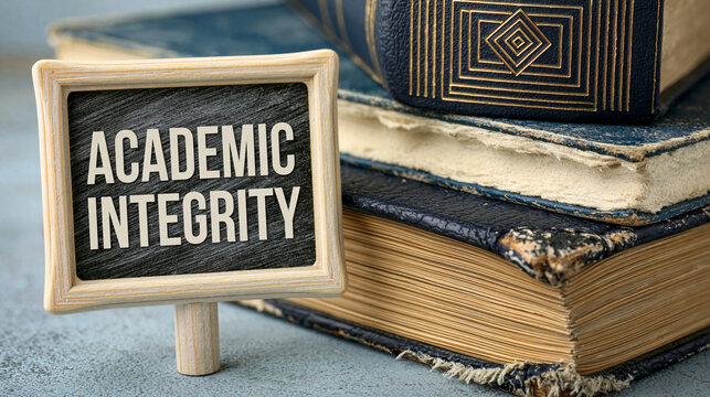 Academic Integrity Sign on Books