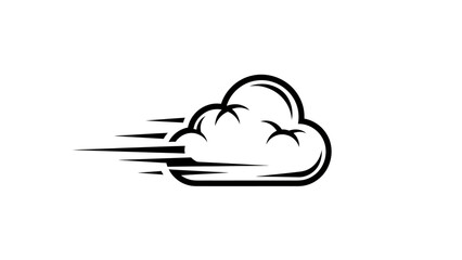 Fototapeta premium Stylized black cloud with speed lines on white background