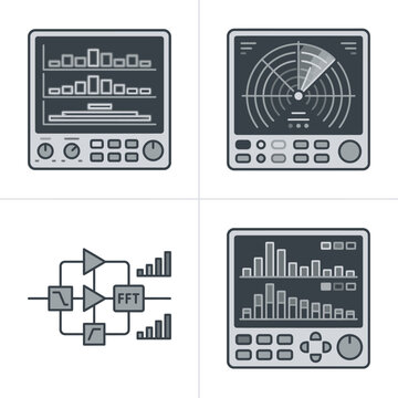 Digital Signal Processing Block Diagram: FFT, Amplifiers, Filters, and Graphs