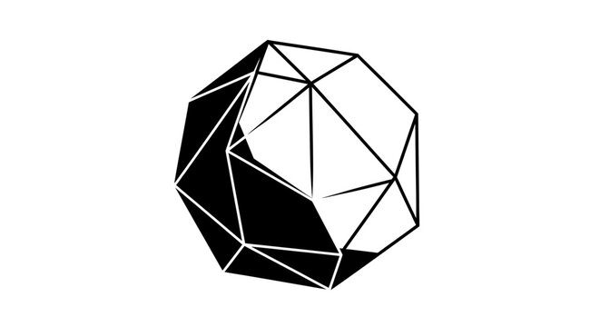 Abstract geometric faceted low poly sphere icon.