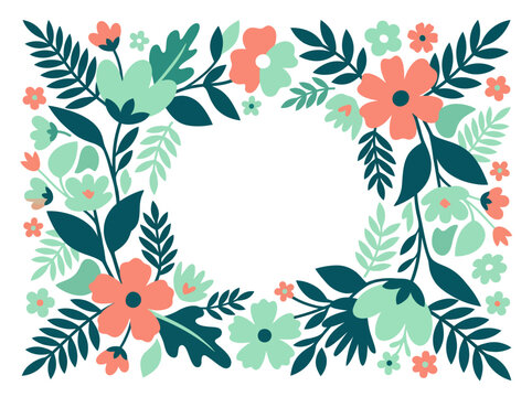 Pastel floral arrangement framing a central empty space