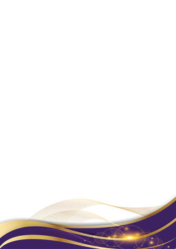 Professional graduation certificate background template with purple gold glitter wave