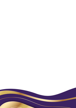 Abstract certificate background design with violet gold wavy lines