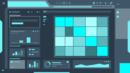 Fototapeta premium Dark Machine Learning Monitoring Dashboard with Heatmap Grid and Analytics Panels