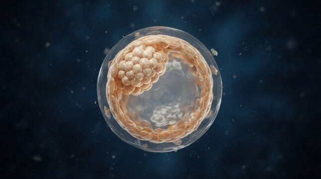 A human egg cell, or ovum, highlighting the early stages of fertilization and embryo development in reproductive health.