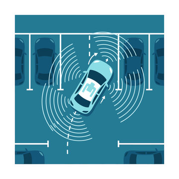 Autonomous car using sensors to park in a parking lot