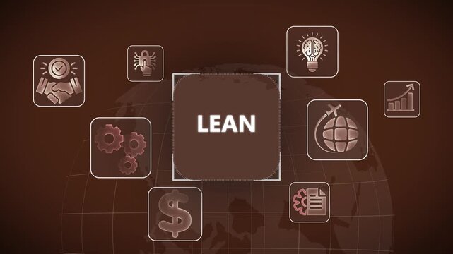 Lean methodology business management concept with digital and global network