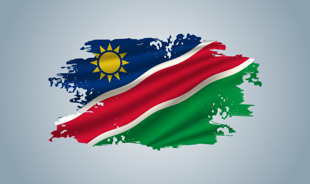 Namibia flag made in brush stroke background. Dynamic design in the form of a brush stroke.