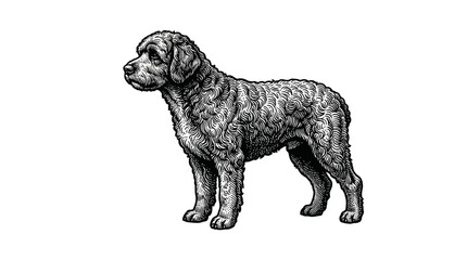 Naklejka premium Dog Standing Sideways Profile View.