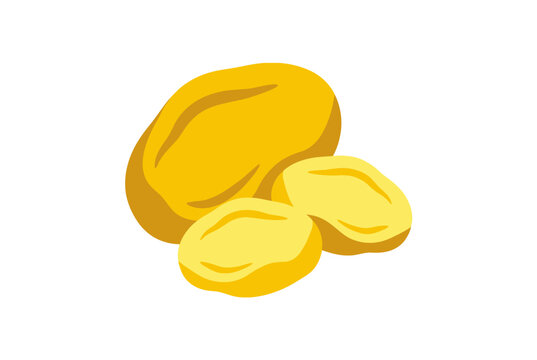 A group of fresh yellow potatoes on a white background