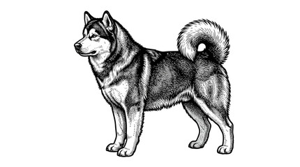 Husky Dog Standing Sideways Profile. © Ali