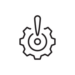 Obraz premium Risk management vector icon. A gear cogwheel combined with an exclamation mark warning symbol. Representing technical issue alerts, operational risk assessment, error troubleshooting, process control.