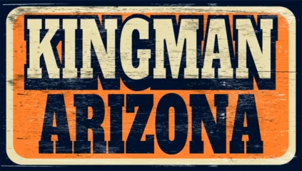 Aged retro Kingman Arizona sign on wood © jdoms