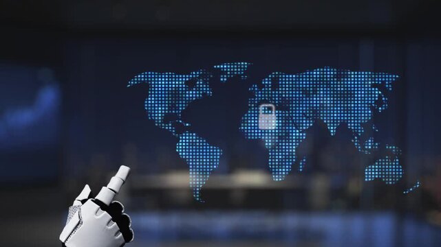A futuristic hand spraying a digital map with security locks, symbolizing the importance of cybersecurity and network protection in the modern technological landscape. Synapse