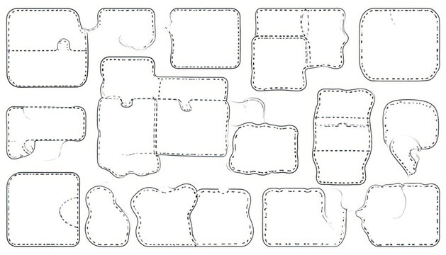 Abstract Vector Shapes with Dashed Outlines and Rounded Corners