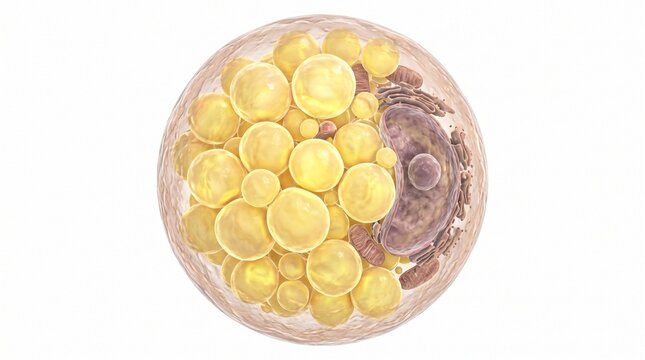 3D Microscopic Diagram of Lipid Droplet Accumulation in Fatty Liver (NAFLD)