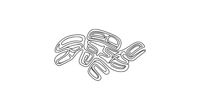 Abstract tribal tattoo design, stylized animal, indigenous art, continuous line drawing