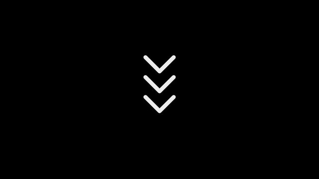 Swipe Down Arrows 4K Animation White Navigation Gesture Icon.