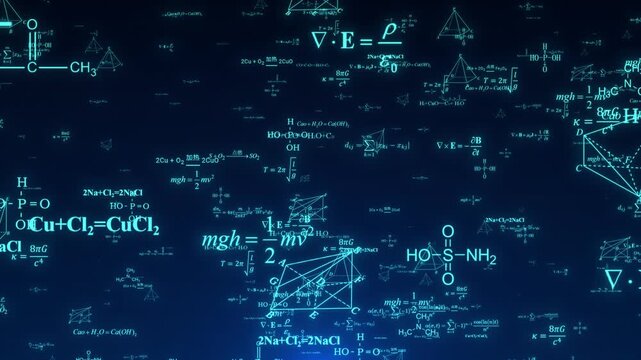 Mathematical and geometric equations and chemical equations(After Effects production)
