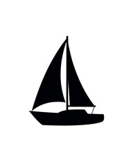 Sailboat minimalist black silhouette featuring elegant sailing vessel shape for ocean adventure boating tourism navigation logos websites and printable vector graphics. © MDFARID