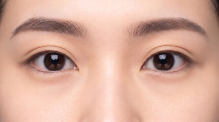 Fototapeta premium パッチリとした二重まぶたの女性の目元 美容整形の理想やビューティーイメージ
