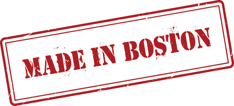 Made in boston red grunge rubber stamp isolated on white