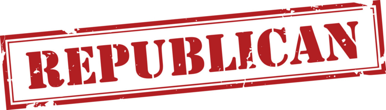 Red republican rubber stamp on white background with grunge effect