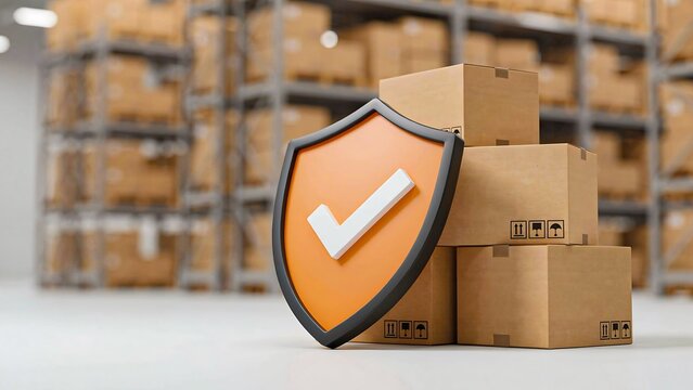 Secure package delivery protection concept with shield and warehouse boxes