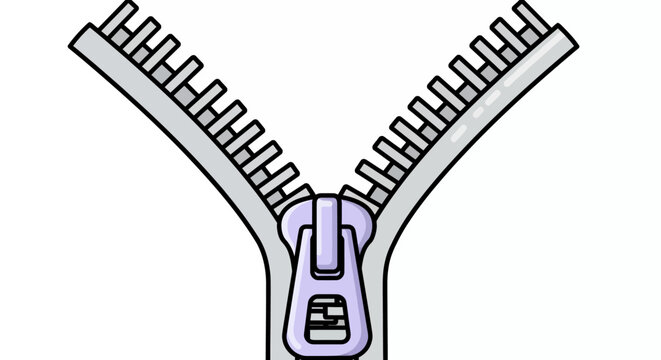 Close-up illustration of a zipper with a central slider and teeth, a stylized graphic of a common fastener design.