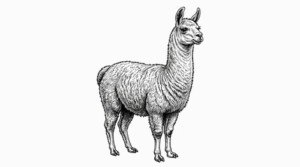 Llama standing alone looking sideways calmly. © Eni