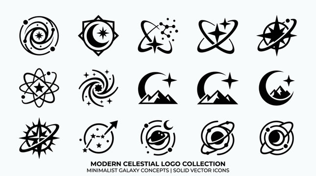 Modern Celestial Logo Collection Symbols.