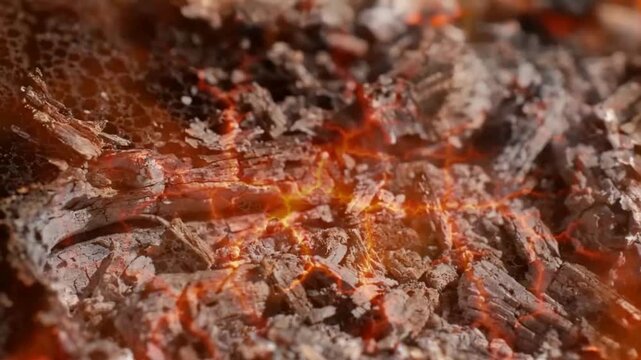 Volcanic Lava and Charred Wood Close-Up.