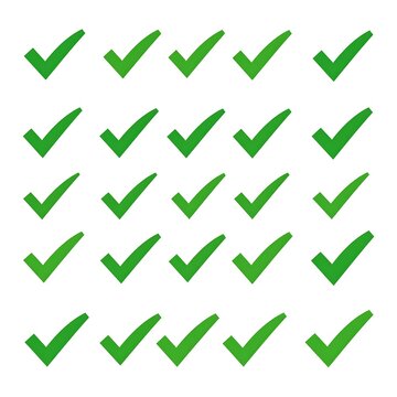 A grid of 20 green checkmarks on a white background