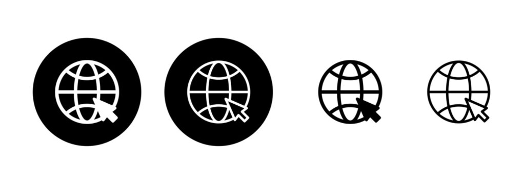 Web icon logo design. go to web sign and symbol. web click icon. Global search icon