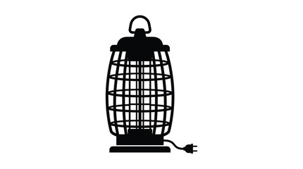 Black silhouette of an electric lantern with a cage and plug isolated on white silhouette © MdKabir