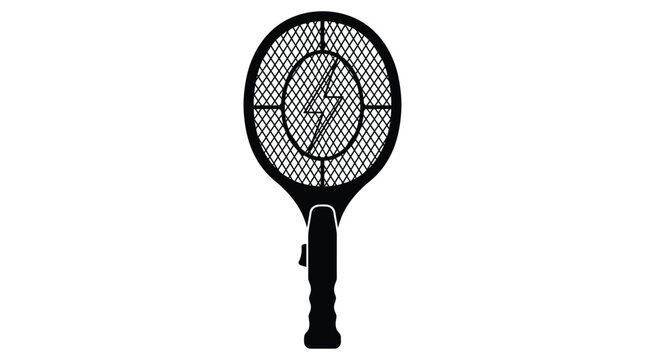 Electric fly swatter with a diamond grid surface presented as a black silhouette