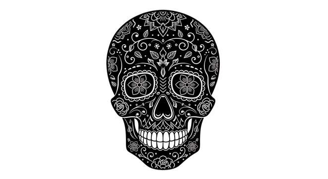 Intricate Sugar Skull Design Illustration.