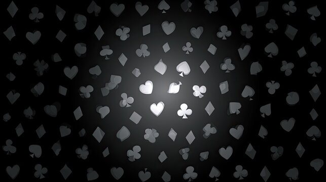 Dark background with repeating array of grey playing card suit symbols