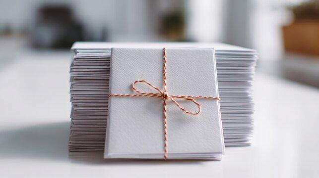 Stationery stack tied with twine