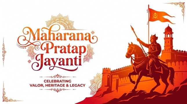 Maharana Pratap Jayanti typo concept on background.