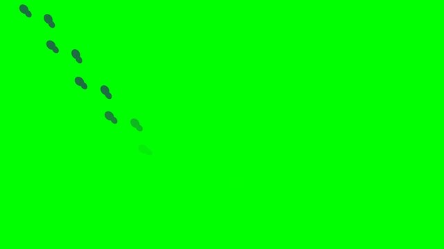 Footprints walking animation sequence on green screen