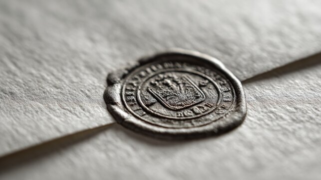 Wax seal on aged paper envelope