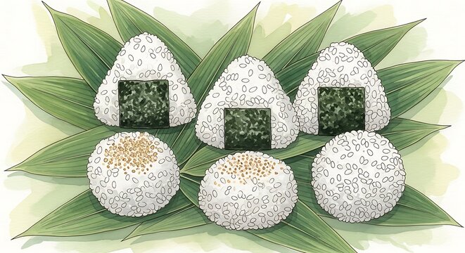Japanese onigiri rice balls with nori.