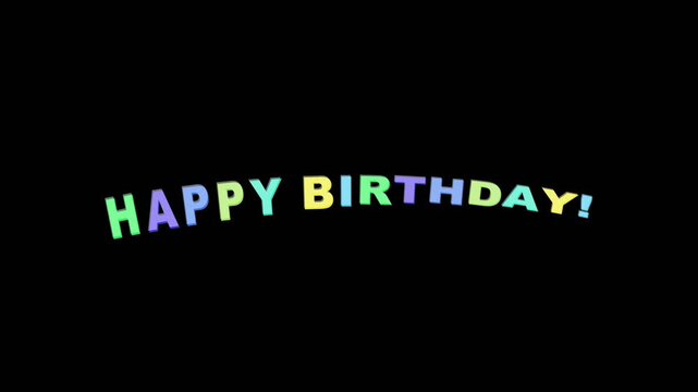 Happy birthday colorful animated text greeting for celebration
