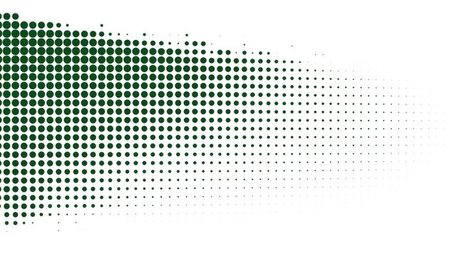 Abstract green halftone dot pattern background on white.