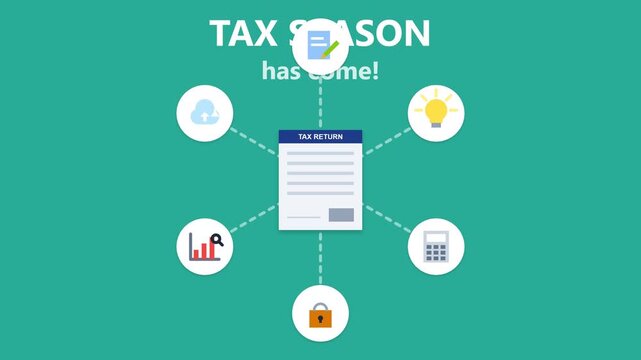 Tax season infographic with financial icons and document form