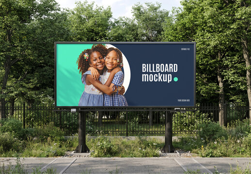 Horizontal Outdoor Billboard Mockup in Green Park